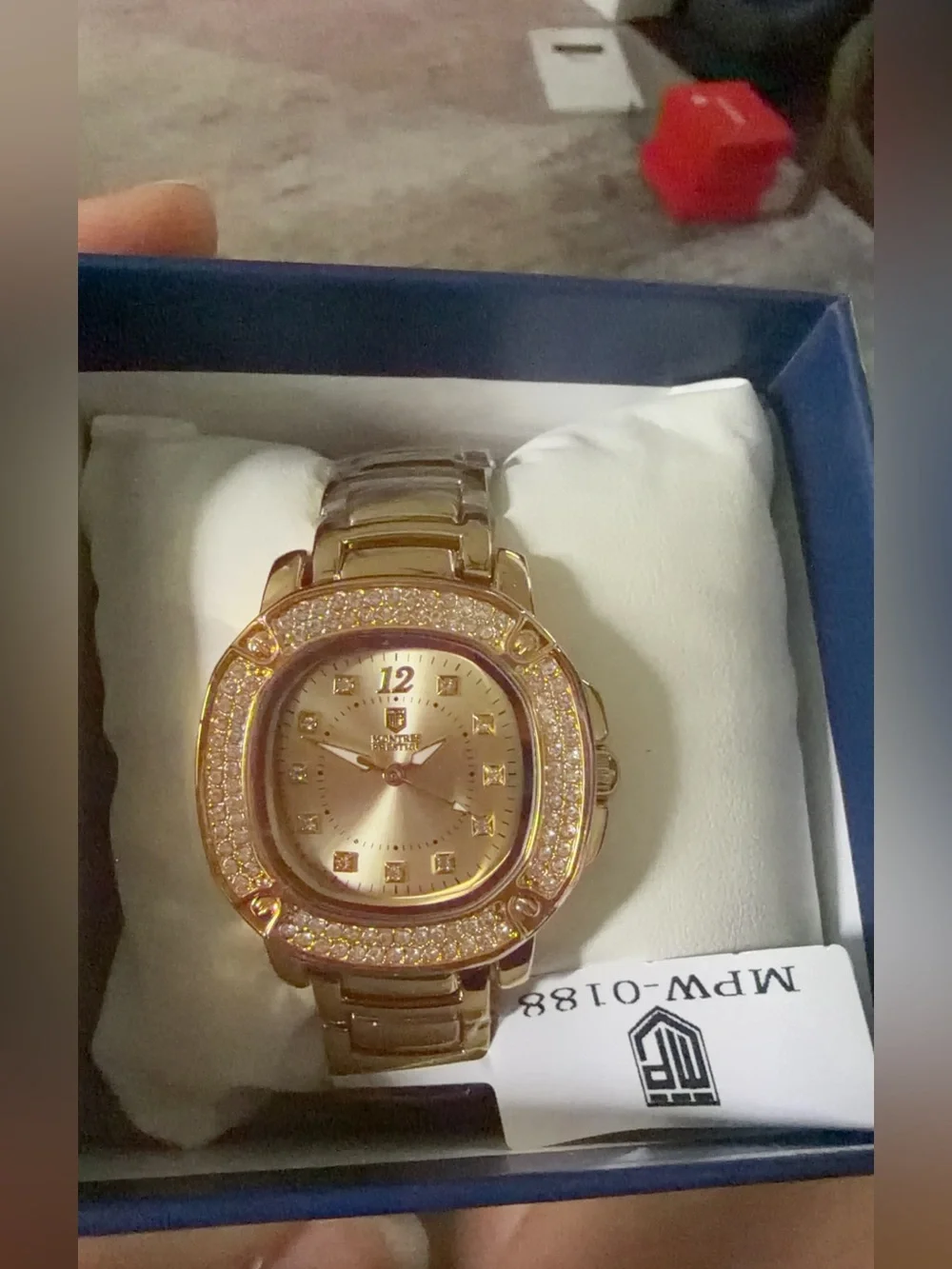 Montres Prestige Rose Gold Crystal Accent Ladies Watch
